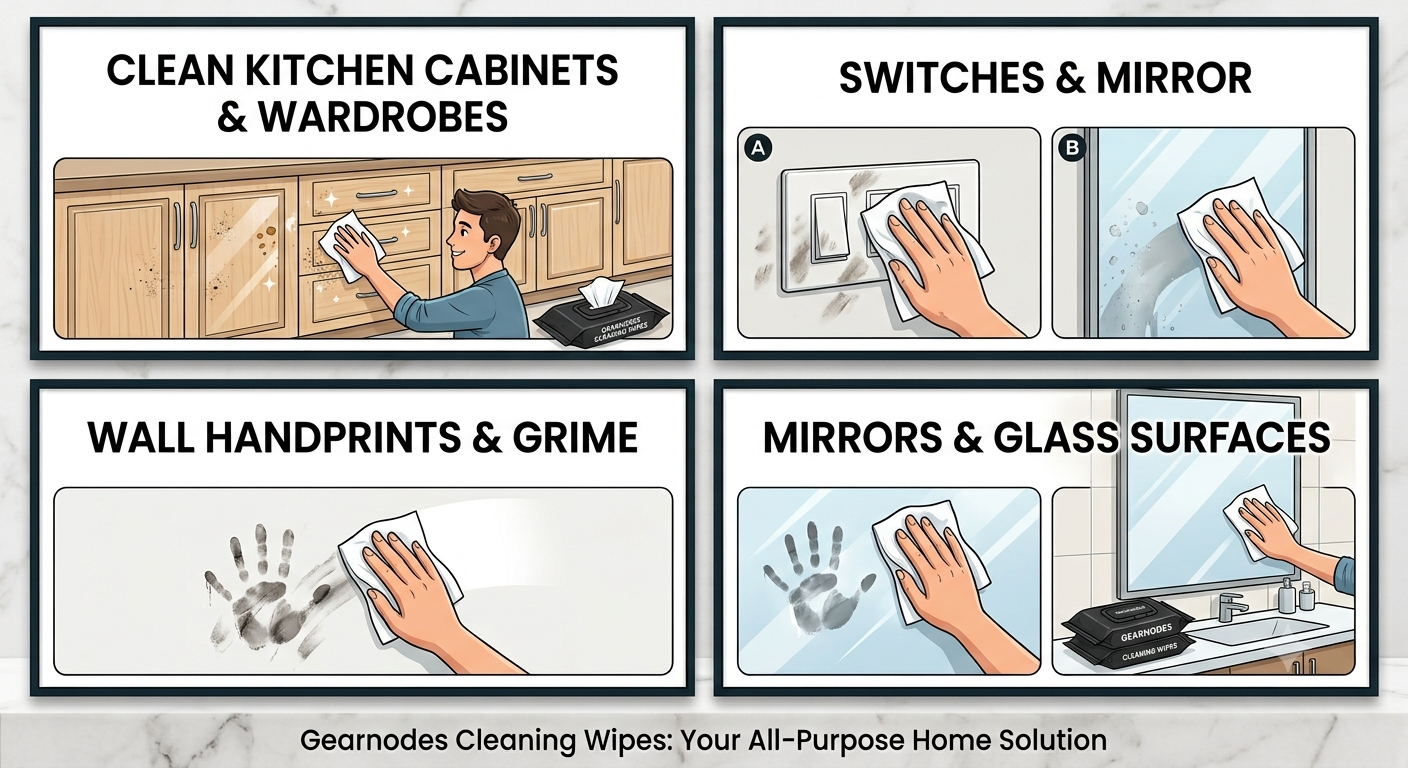 🔥 Gearnodes Premium Shoe Shine & Multi-Surface Wipes – Pack of 3(80 Wipes x 3) 👟✨ Perfect for Sneakers, Leather, Kitchen Cabinets & Mirrors 🏠 🔥 [BUY 2 GET 1 FREE] 🔥