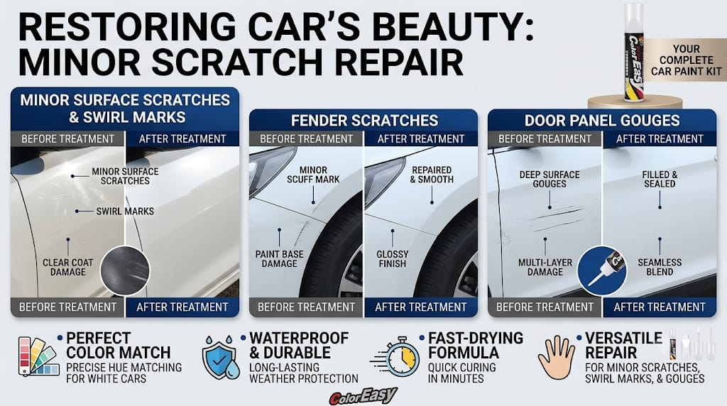 Gearnodes Car Scratch Remover Touch Up Paint Pen - Pack of 2, 2 in 1 Automotive Car Paint for Deep Scratches.
