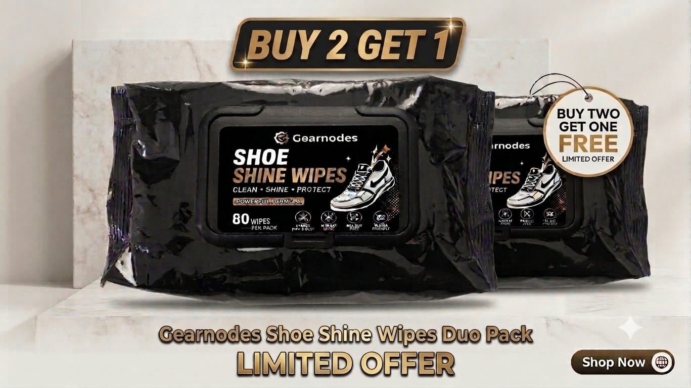 🔥 Gearnodes Premium Shoe Shine & Multi-Surface Wipes – Pack of 3(80 Wipes x 3) 👟✨ Perfect for Sneakers, Leather, Kitchen Cabinets & Mirrors 🏠 🔥 [BUY 2 GET 1 FREE] 🔥