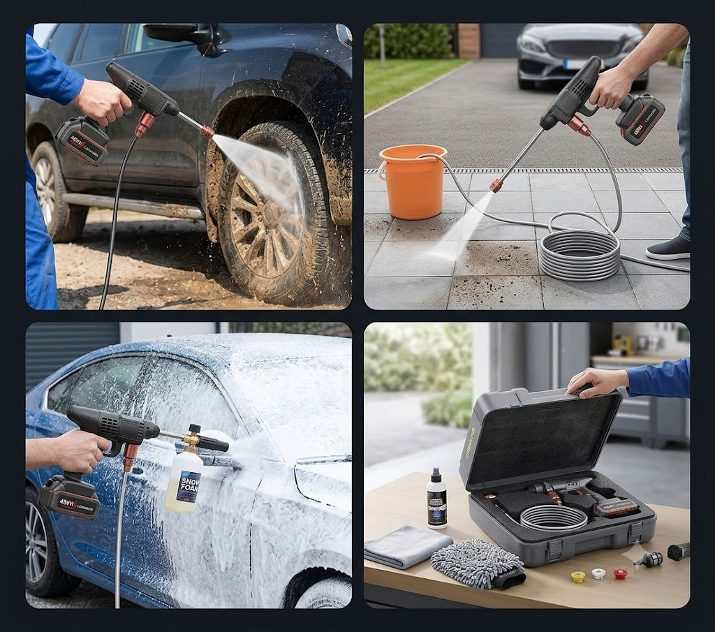 Gearnods 48VH Cordless High Pressure Washer Gun Kit – Portable Electric Car Wash Spray Washer with Dual Lithium Batteries & Storage Case  Option 2 (Short & Punchy):  Gearnods Portable Cordless Pressure Washer - 48VH Battery Powered Car Washing Kit